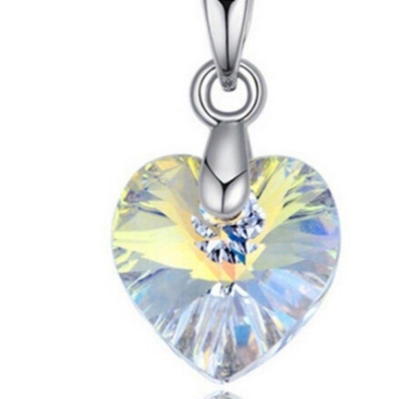 Women's white yellow Zircon Heart Pendant Necklace - Picture 1 of 8